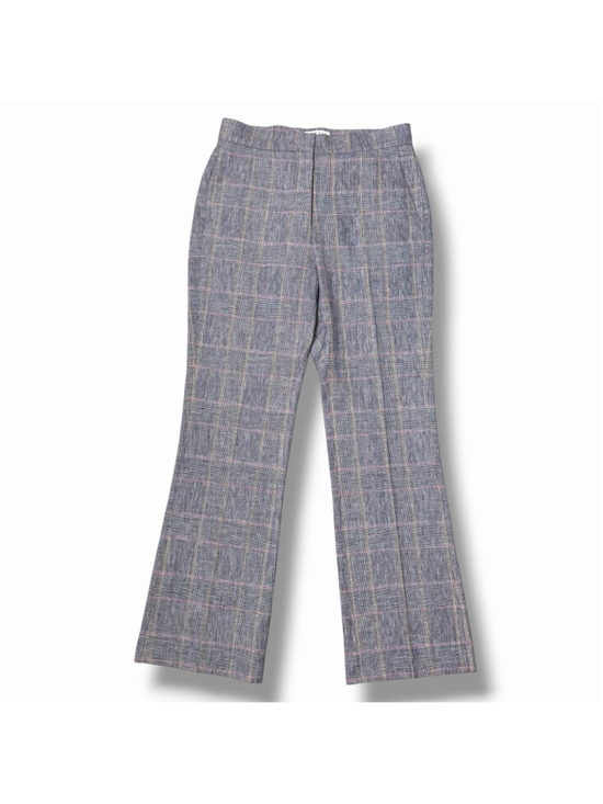 Sandro Pants - Sandro Paris Womens 36 Tailored Plaid Trousers Blue Pink Linen Blend Bootcut EUC